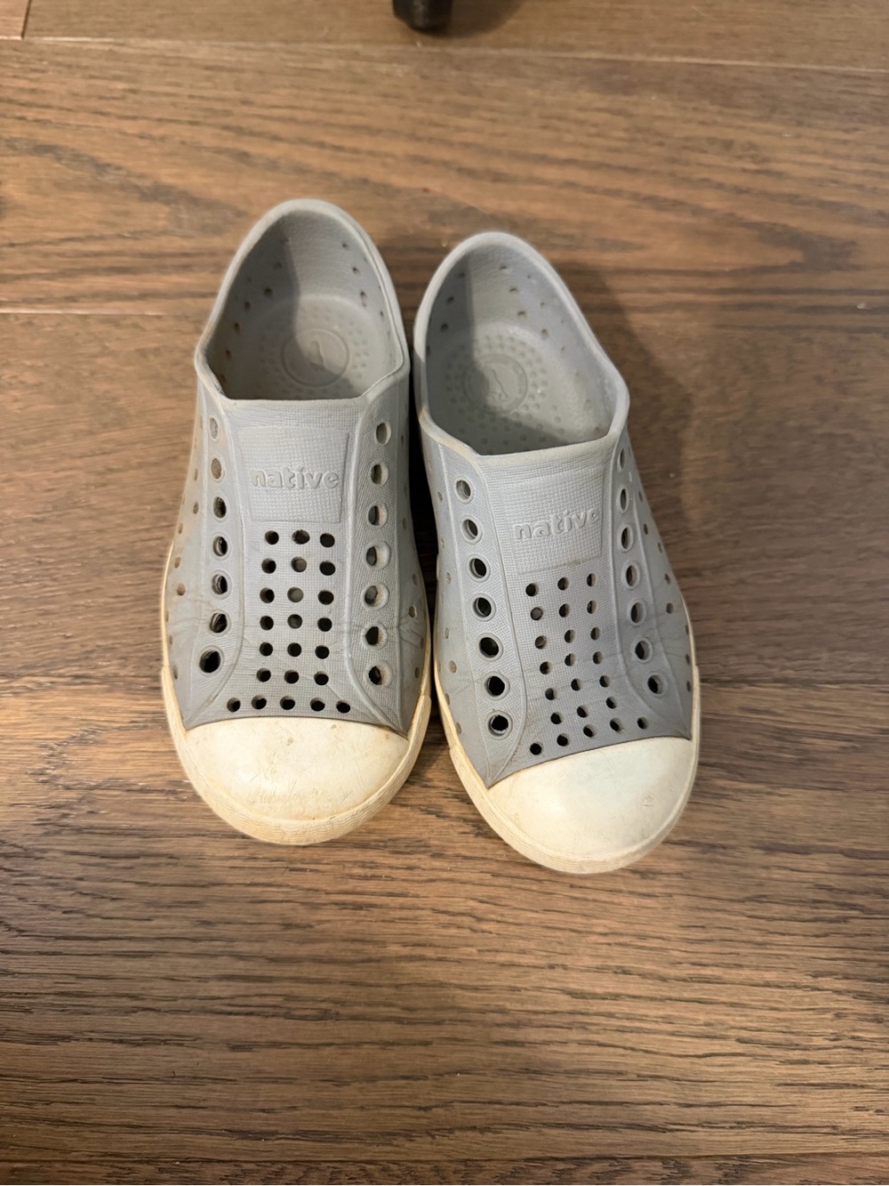 Native Kids Slip-On Water Shoes in Light Gray with White Toe